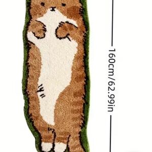 Charming Cat Rug Brown and Green